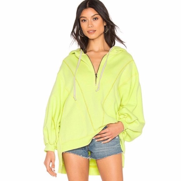 Free People Tops - NWT FREE PEOPLE  High Road Pullover Hoodie Lime